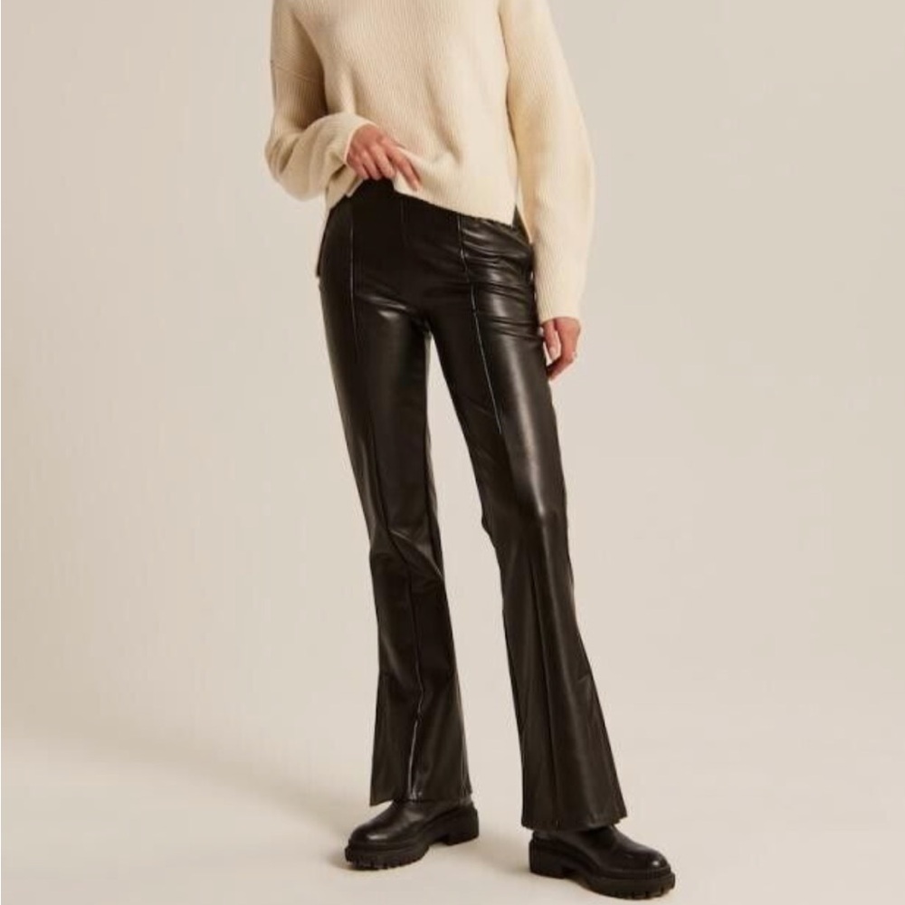 NWT Abercrombie & Fitch Faux Leather Flare Pants size small